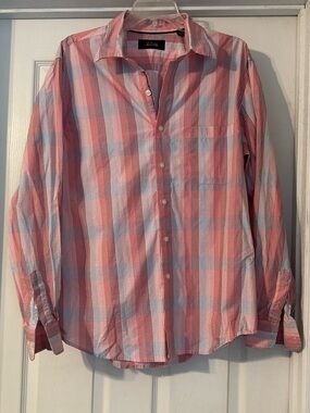 Tasso Elba Pink and Blue Plaid Button-Down Shirt - Men
